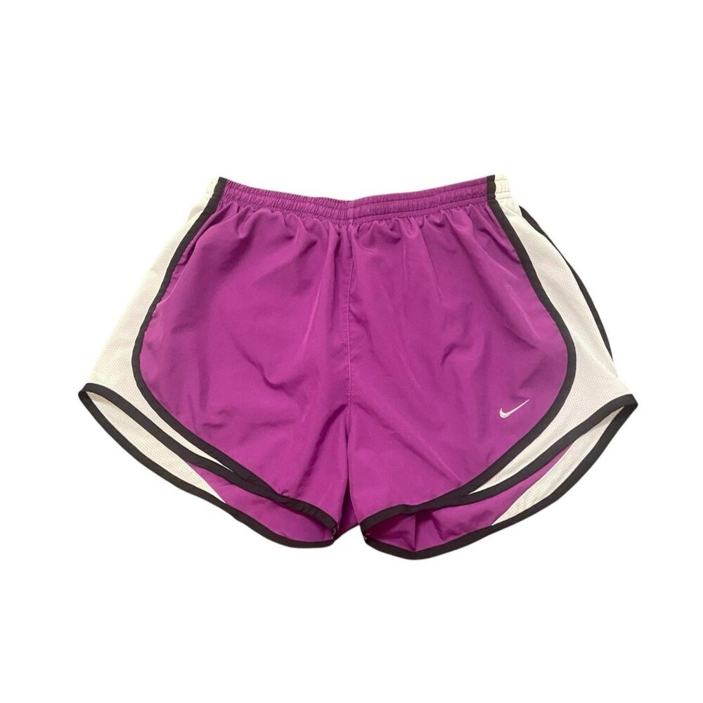 Nike Dri Fit Women’s Running Shorts‎ M Drawstring Purple Black White